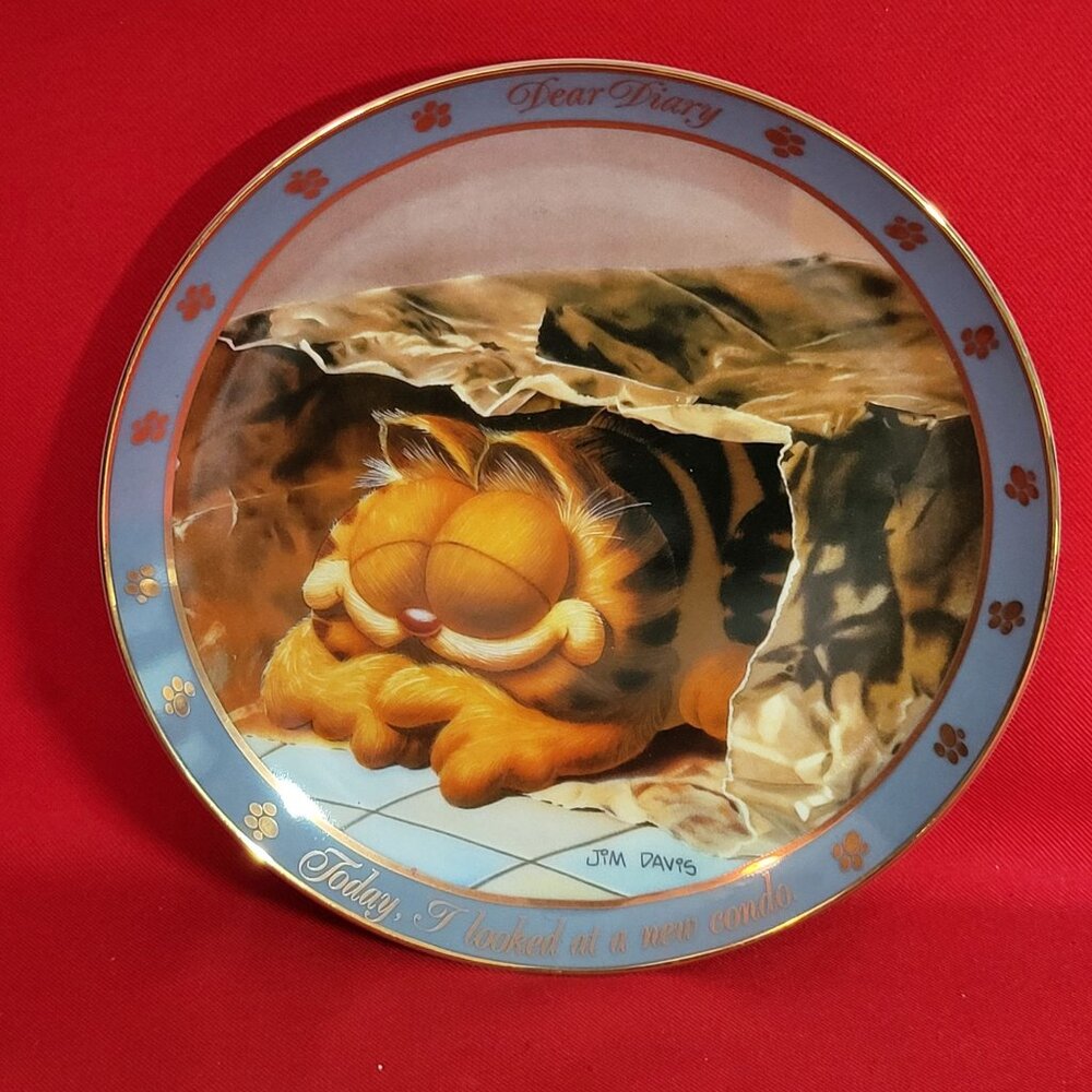 Garfield Collector Plate Dear Diary Series Today I Looked At A New Condo 1990